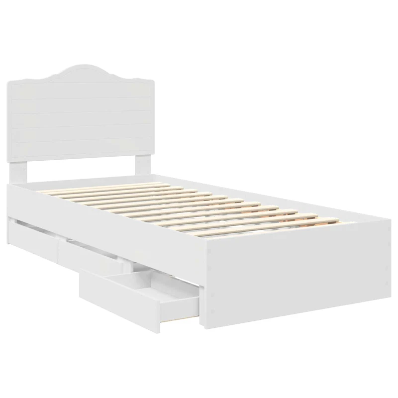 Bed Frame with Drawer White 90 x 200 cm Engineer Wood
