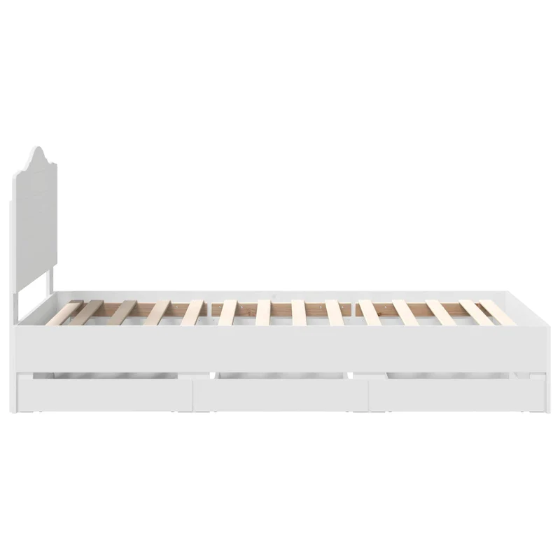Bed Frame with Drawer White 90 x 200 cm Engineer Wood