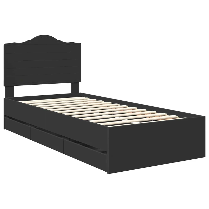Bed Frame with Drawer Black 90 x 200 cm Engineer Wood