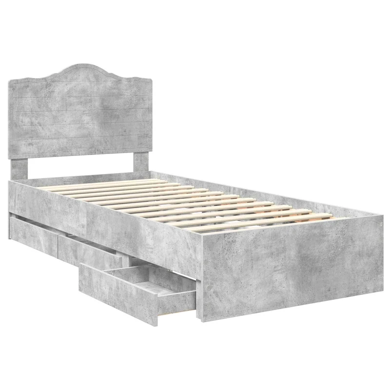 Bed Frame with Drawer Concrete Grey 90 x 200 cm Engineer Wood