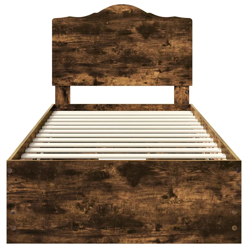 Bed Frame with Drawer Smoked Oak 90 x 200 cm Engineer Wood