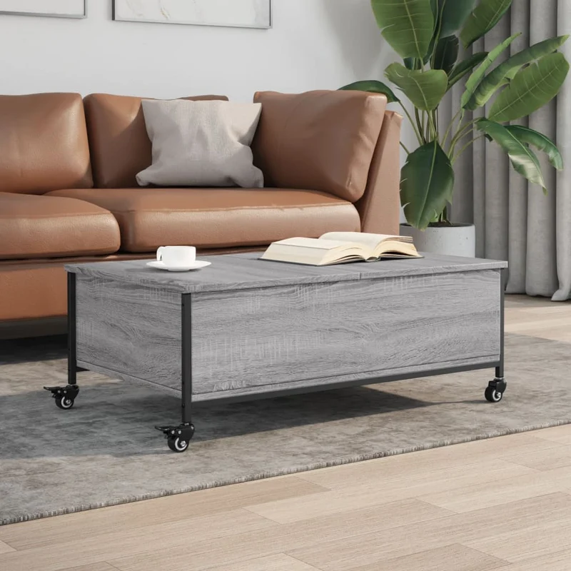 Coffee Table with Wheels Grey Sonoma 91x55x34cm Engineered Wood