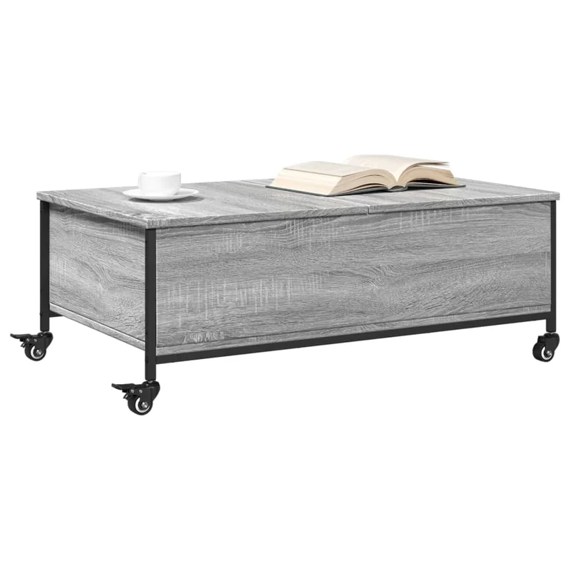 Coffee Table with Wheels Grey Sonoma 91x55x34cm Engineered Wood