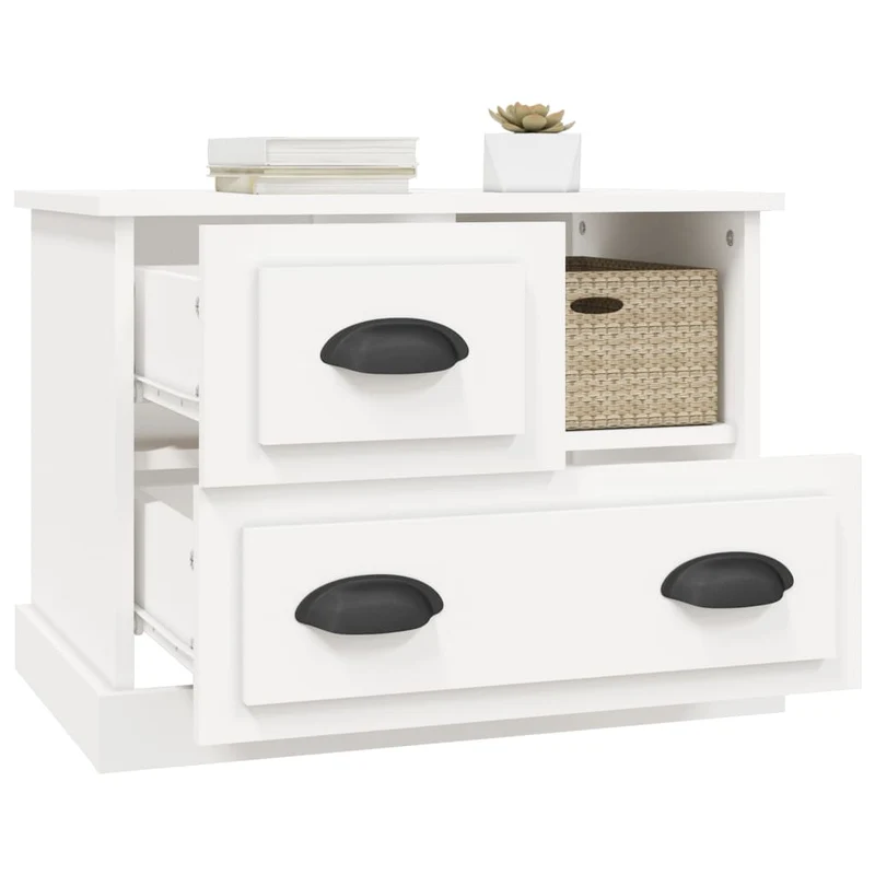 Bedside Cabinet White 60x39x45 cm