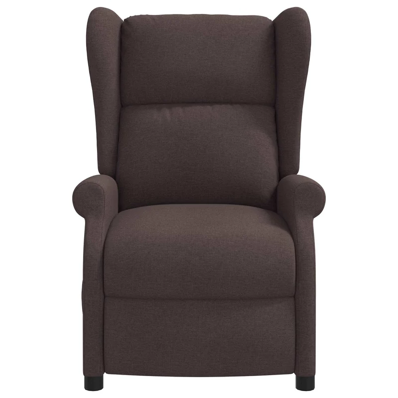 Wing Back Electric Massage Recliner Chair Dark Brown Fabric