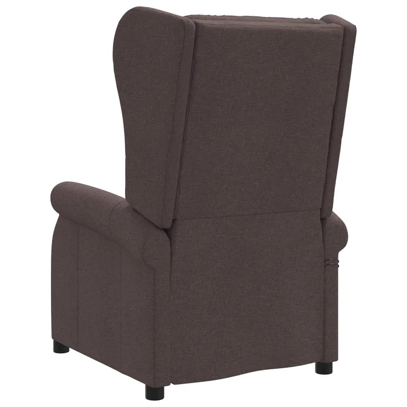 Wing Back Electric Massage Recliner Chair Dark Brown Fabric