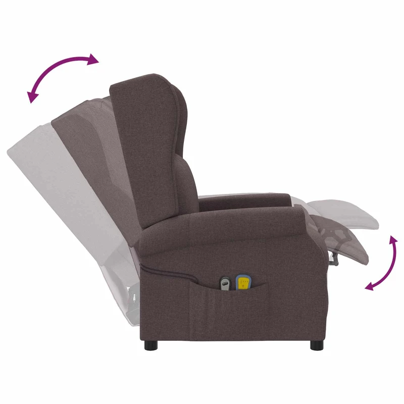 Wing Back Electric Massage Recliner Chair Dark Brown Fabric