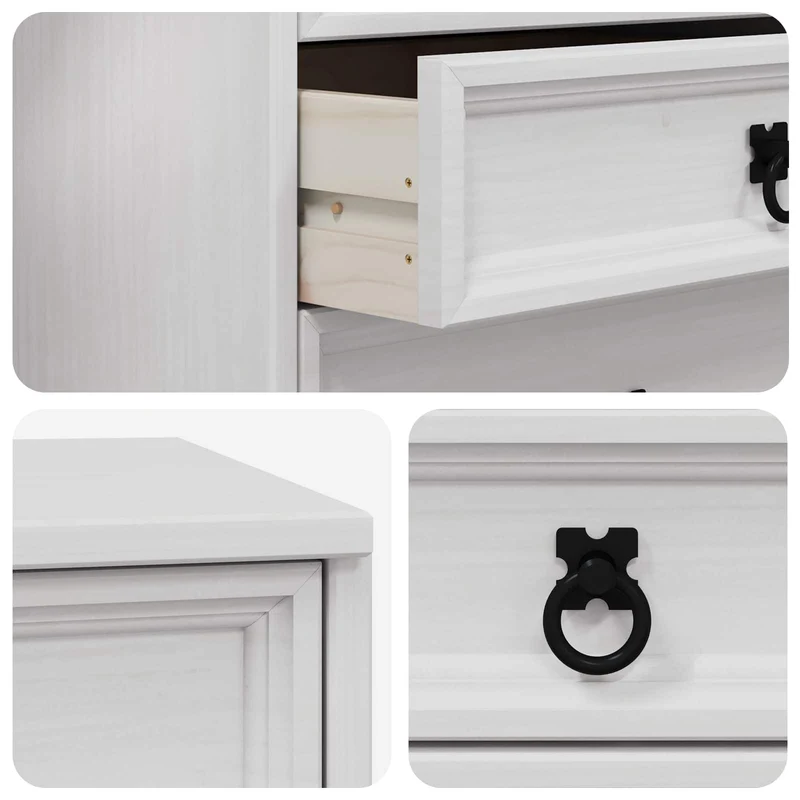Rolling Cabinet with Drawers & Folding Top CORONA White