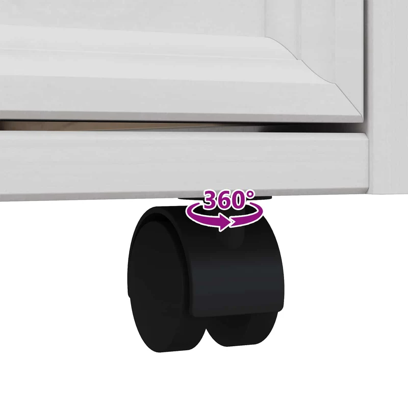 Rolling Cabinet with Drawers & Folding Top CORONA White