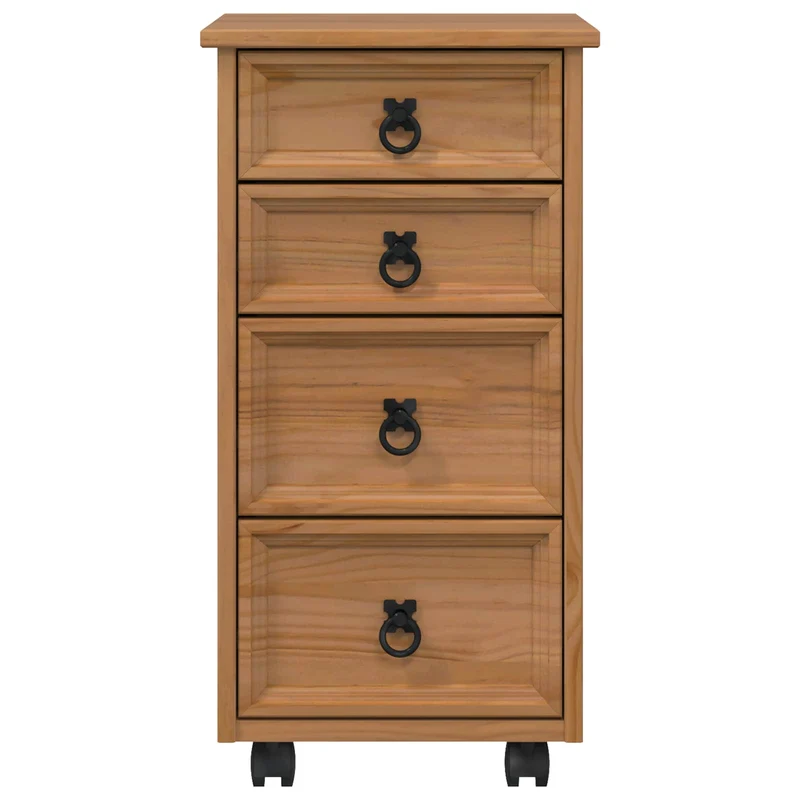 Rolling Cabinet with Drawers CORONA Honey Brown