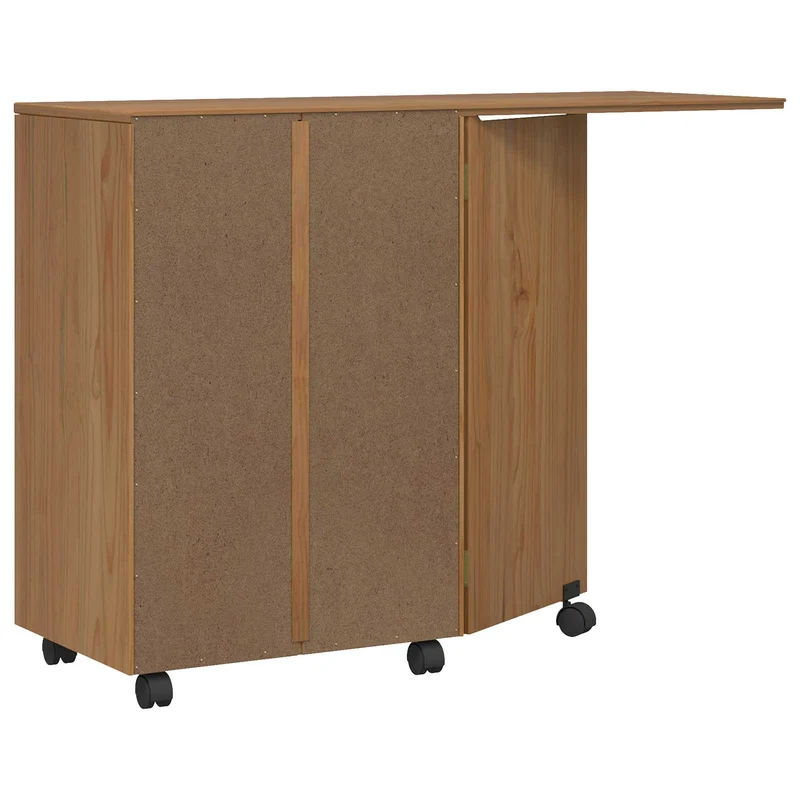 Rolling Cabinet with Drawers & Folding Top CORONA Honey Brown