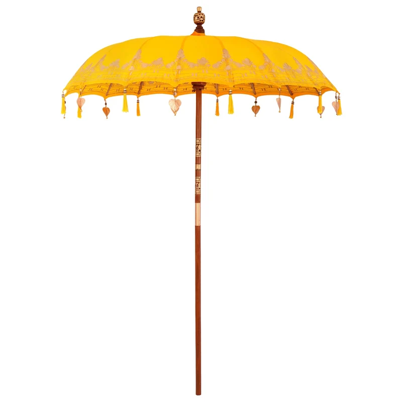 Balinese Parasol with Base 190 x 190 x 295 cm Yellow and Brown