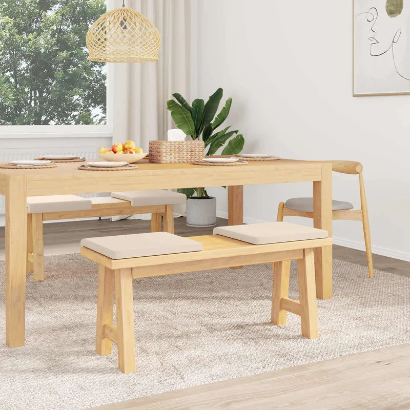 Bench Cushion 4 pcs Microfiber Beige Depth 35 cm
