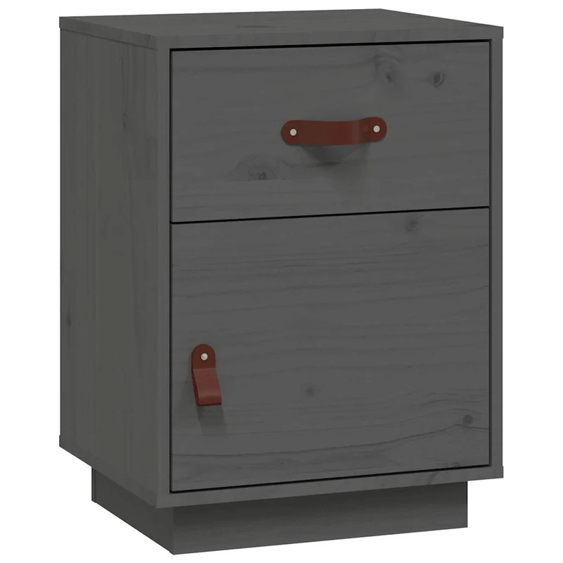 818310 vidaXL Bedside Cabinets 2 pcs Grey 40x34x55 cm Solid Wood Pine