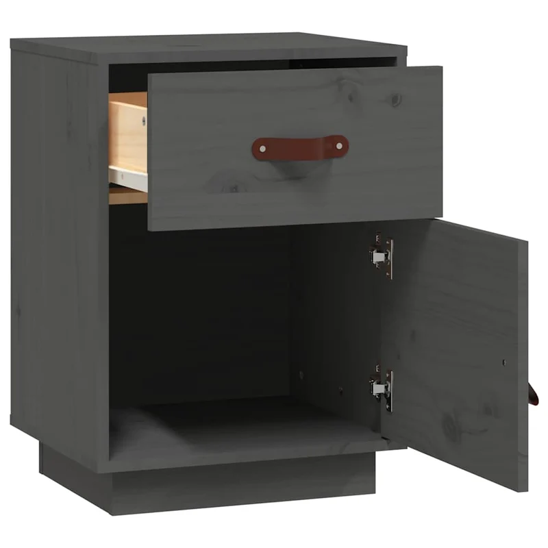 818310 vidaXL Bedside Cabinets 2 pcs Grey 40x34x55 cm Solid Wood Pine