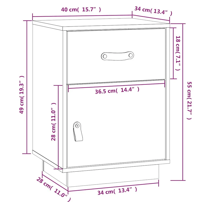 818310 vidaXL Bedside Cabinets 2 pcs Grey 40x34x55 cm Solid Wood Pine