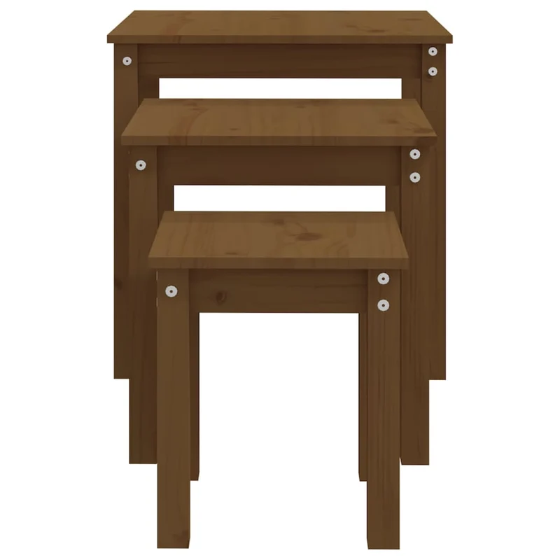 Nesting Tables 3 pcs Honey Brown Solid Wood Pine