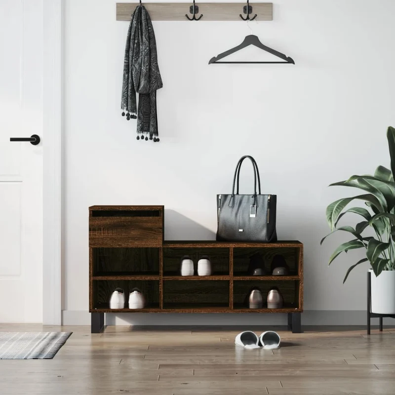 Shoe Cabinet Brown Oak 102x36x60 cm Engineered Wood