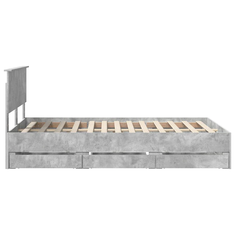 Bed Frame with Drawer Concrete Grey 135 x 190 cm Engineer Wood