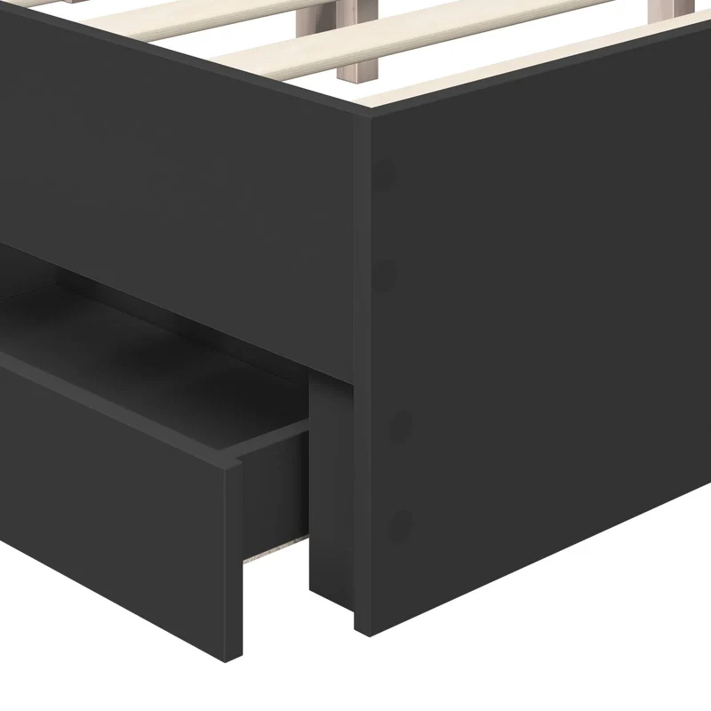 Bed Frame with Drawer Black 120 x 190 cm Engineer Wood
