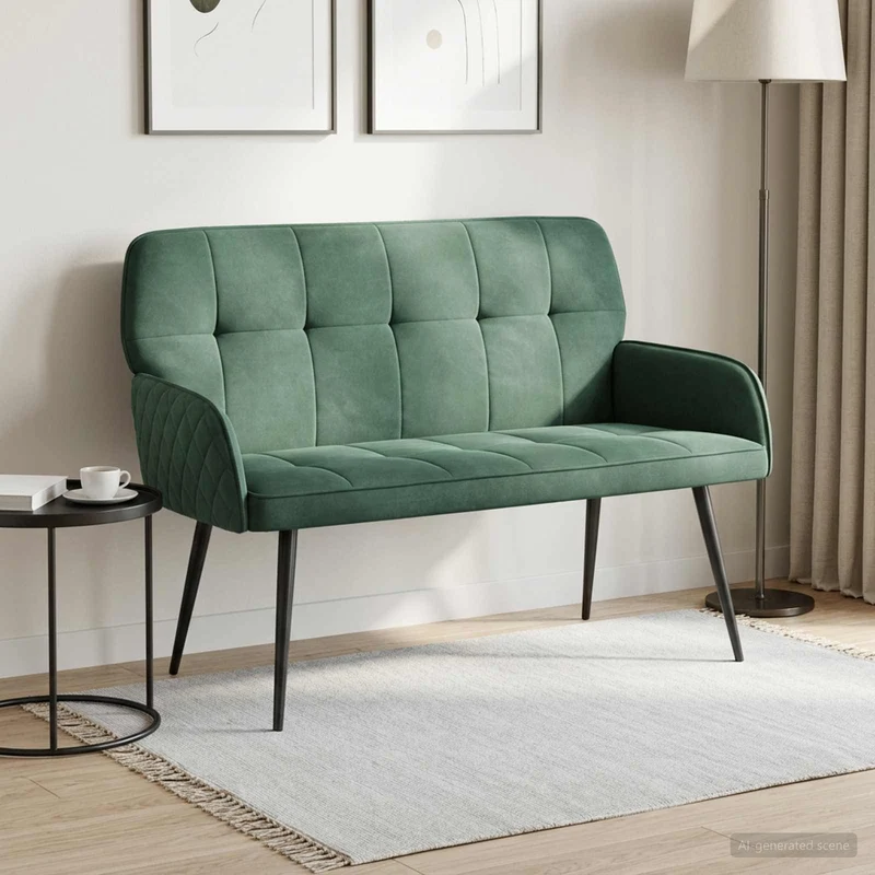 2 Seater Sofa with Metal Legs 2-Seater Sea Green Velvet