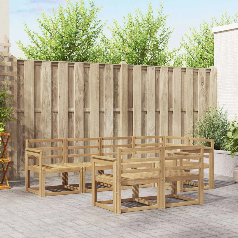 Outdoor Sofa Set 7 pcs White Solid Acacia Wood