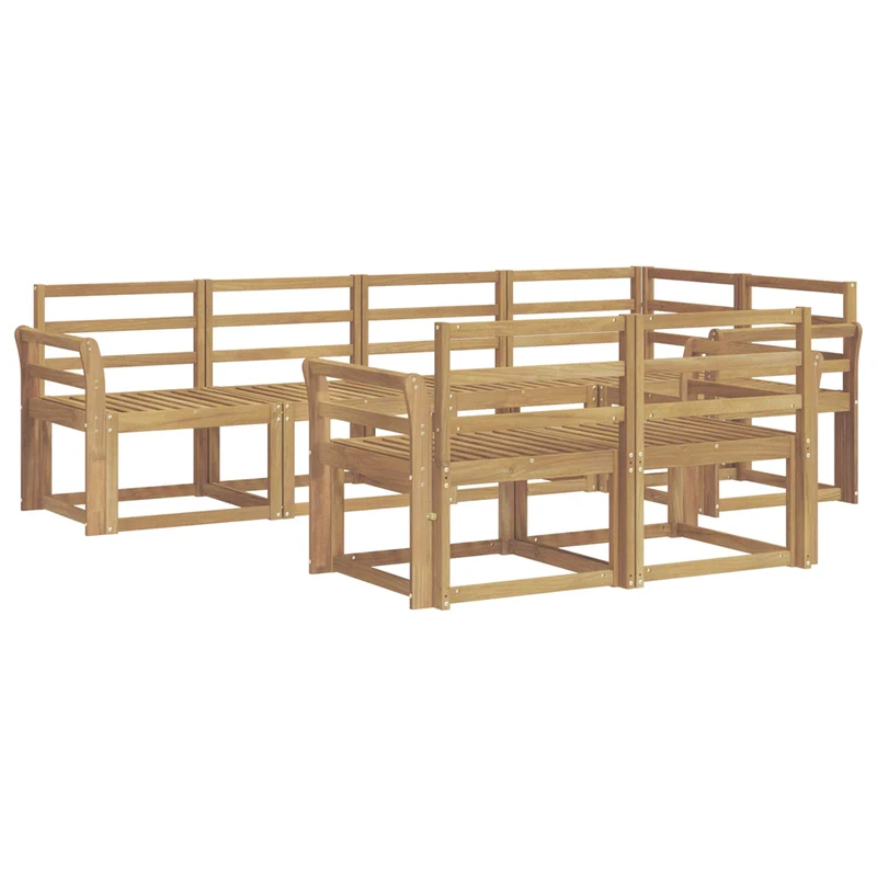 Outdoor Sofa Set 7 pcs White Solid Acacia Wood