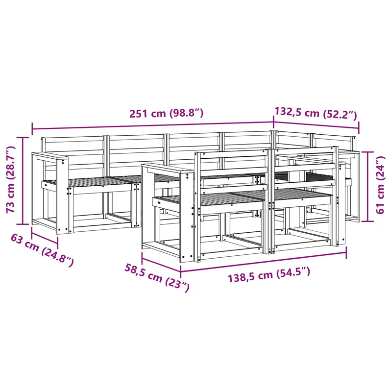 Outdoor Sofa Set 7 pcs White Solid Acacia Wood
