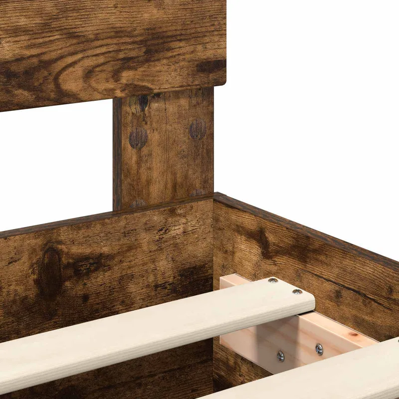 Bed Frame Smoked Oak 140 x 200 cm Engineered Wood