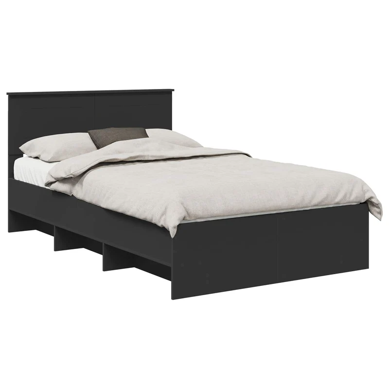 Bed Frame Black 135 x 190 cm Engineered Wood