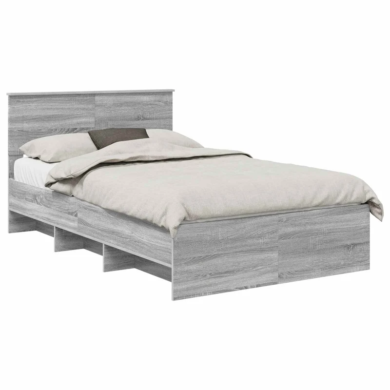 Bed Frame Grey Sonoma 135 x 190 cm Engineered Wood
