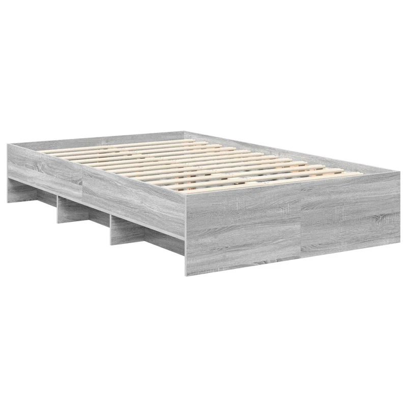 Bed Frame Grey Sonoma 135 x 190 cm Engineered Wood