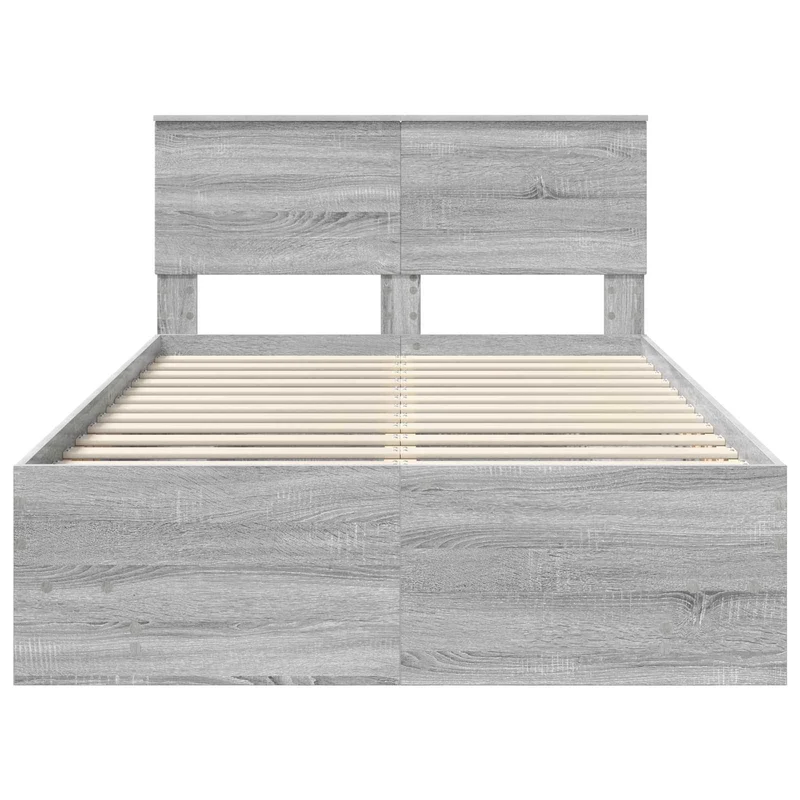 Bed Frame Grey Sonoma 135 x 190 cm Engineered Wood