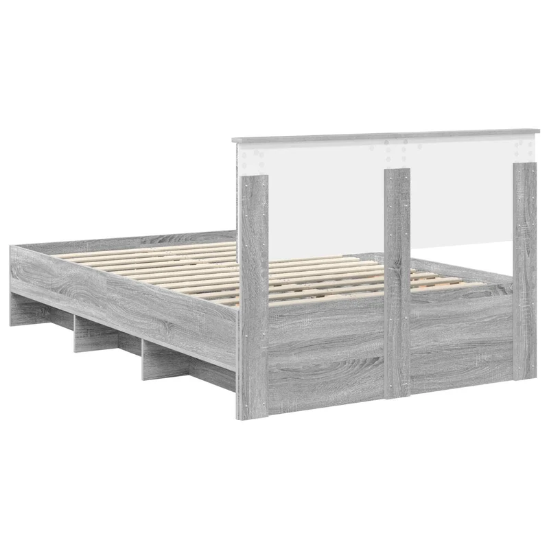 Bed Frame Grey Sonoma 135 x 190 cm Engineered Wood