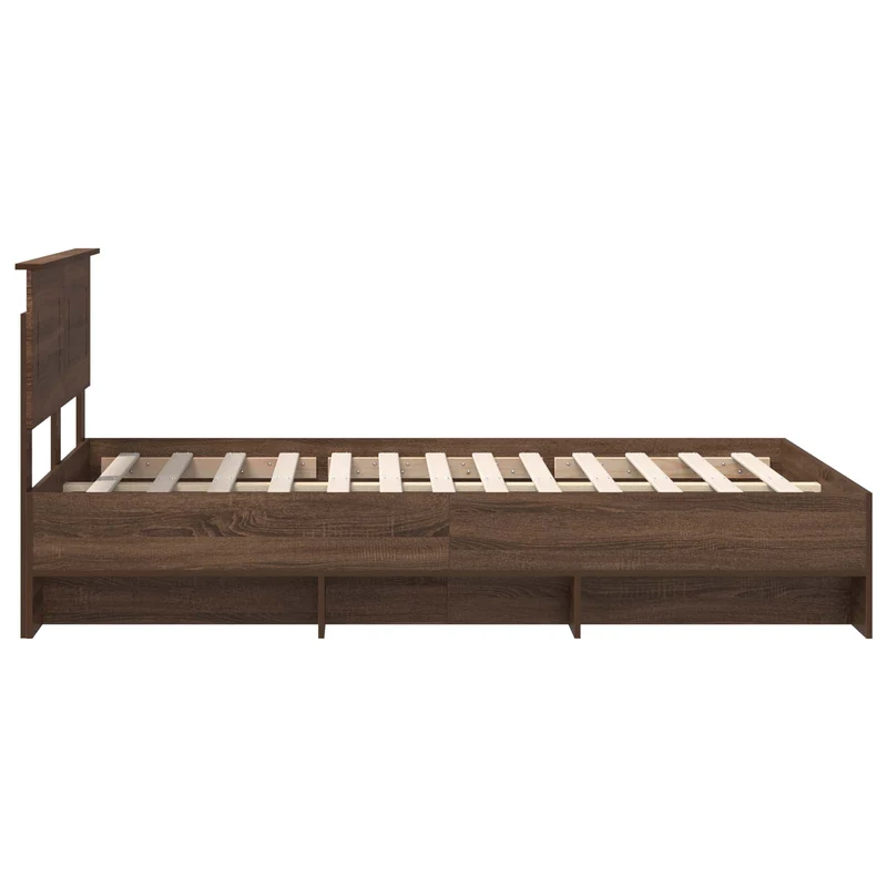Bed Frame Brown Oak 135 x 190 cm Engineered Wood