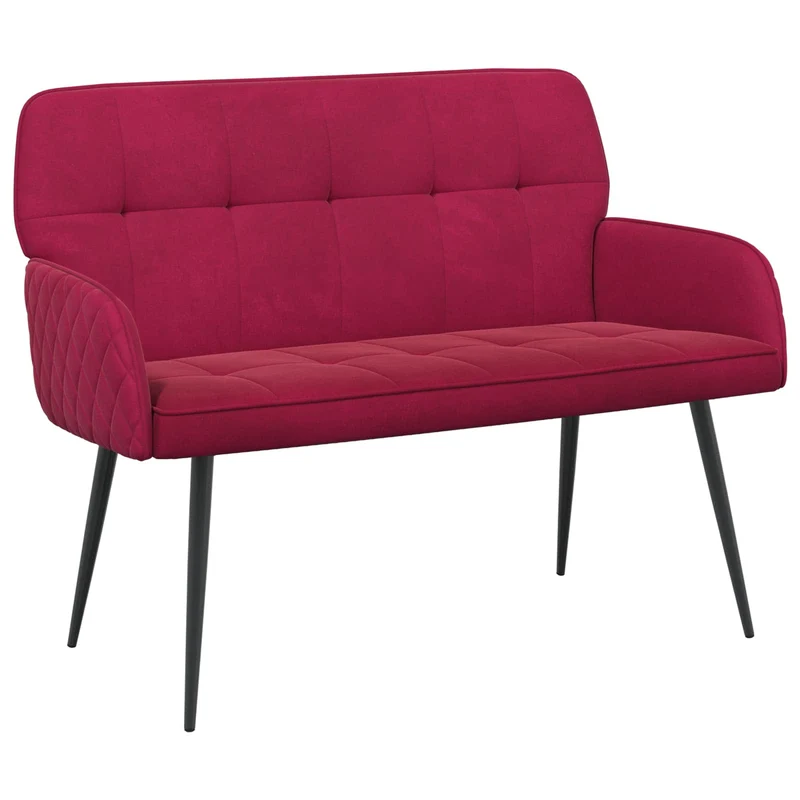 2 Seater Sofa with Metal Legs 2-Seater Wine Red Velvet