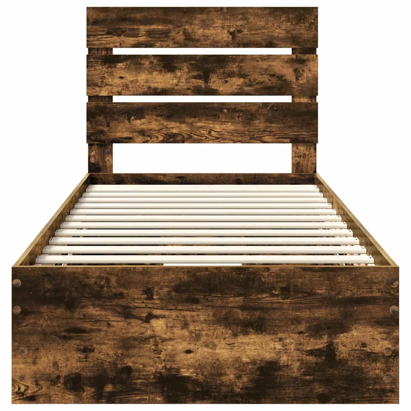 Bed Frame with Drawer Smoked Oak 100 x 200 cm Engineer Wood