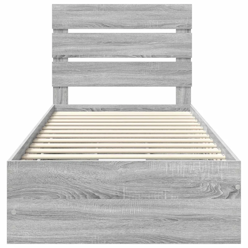 Bed Frame with Drawer Grey Sonoma 90 x 190 cm Engineer Wood