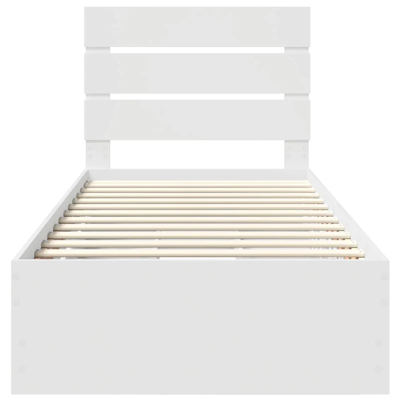 Bed Frame with Drawer White 75 x 190 cm Engineer Wood