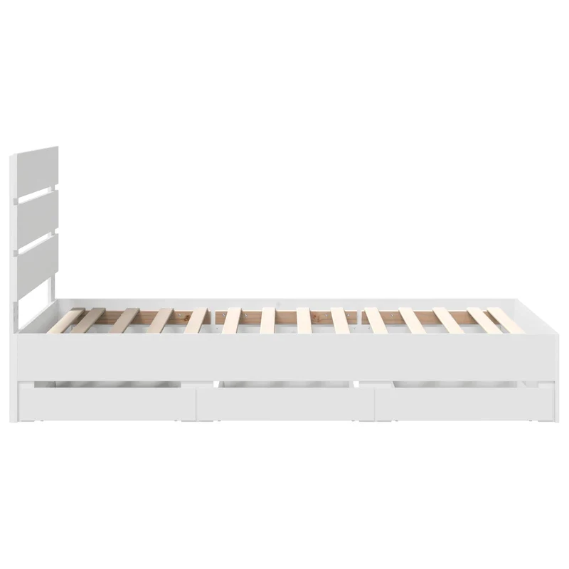 Bed Frame with Drawer White 75 x 190 cm Engineer Wood