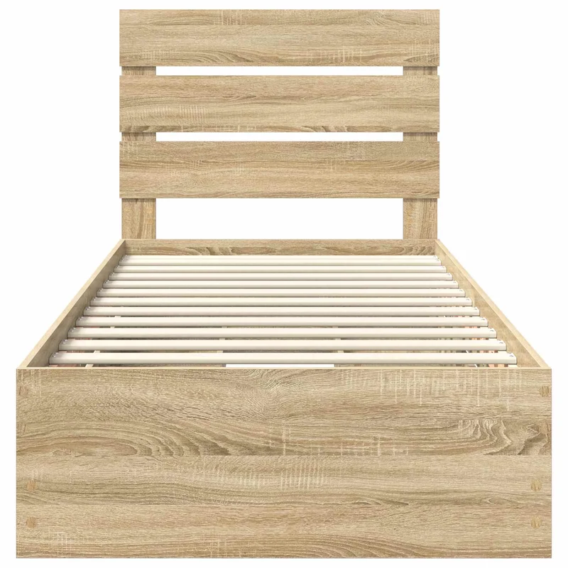 Bed Frame with Drawer Sonoma Oak 75 x 190 cm Engineer Wood
