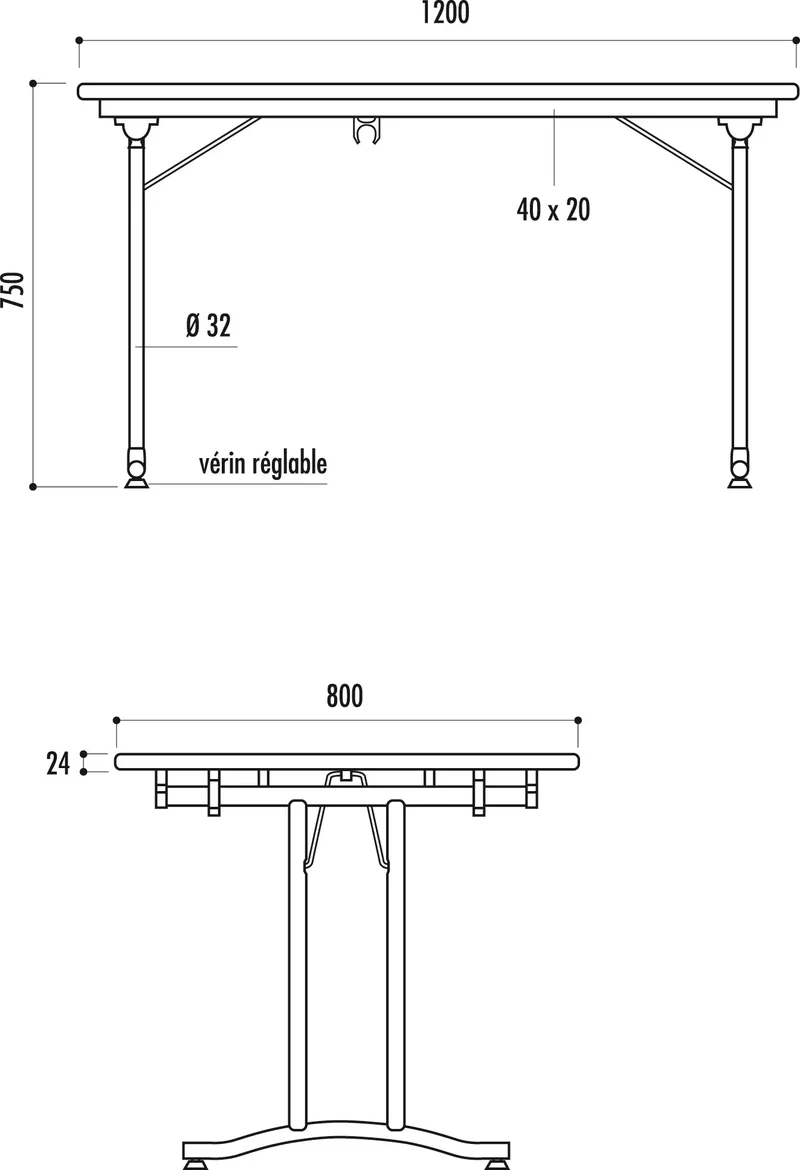 Table pliante rimini 120 x 80 cm