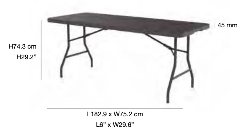 Table pliante plastique valise 182 x 75 cm "Classic Collection" – 6 personnes