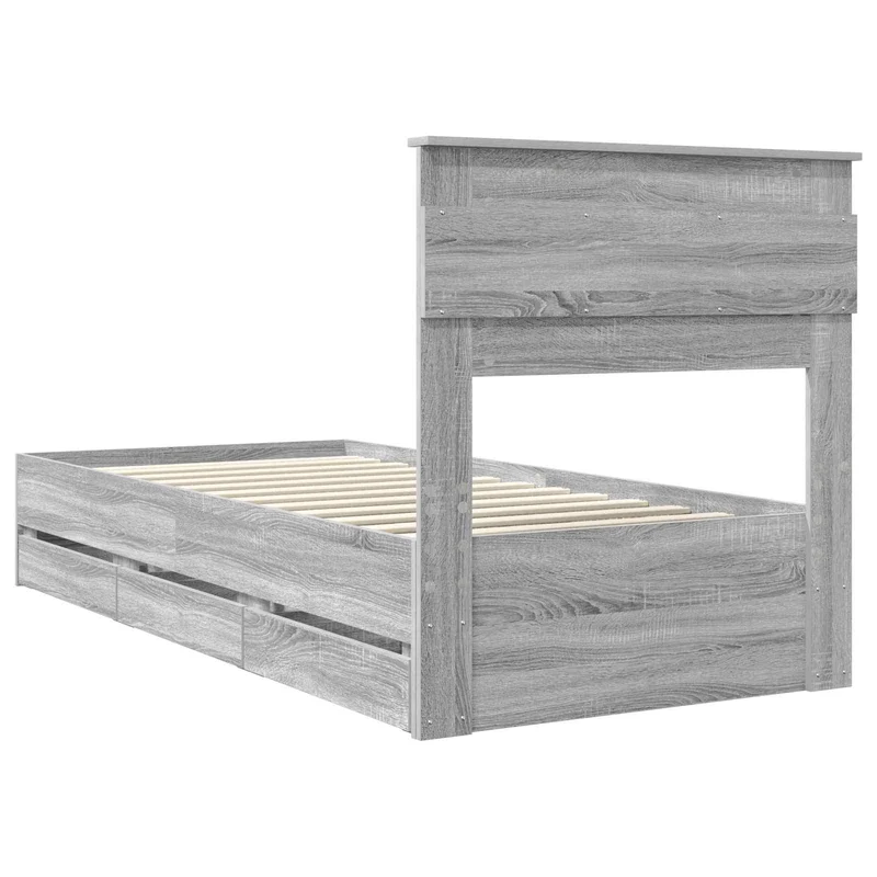 Bed Frame with Drawer Grey Sonoma 100 x 200 cm Engineer Wood
