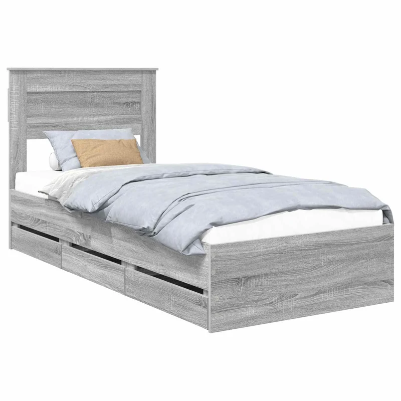 Bed Frame Grey Sonoma 90 x 190 cm Engineer Wood