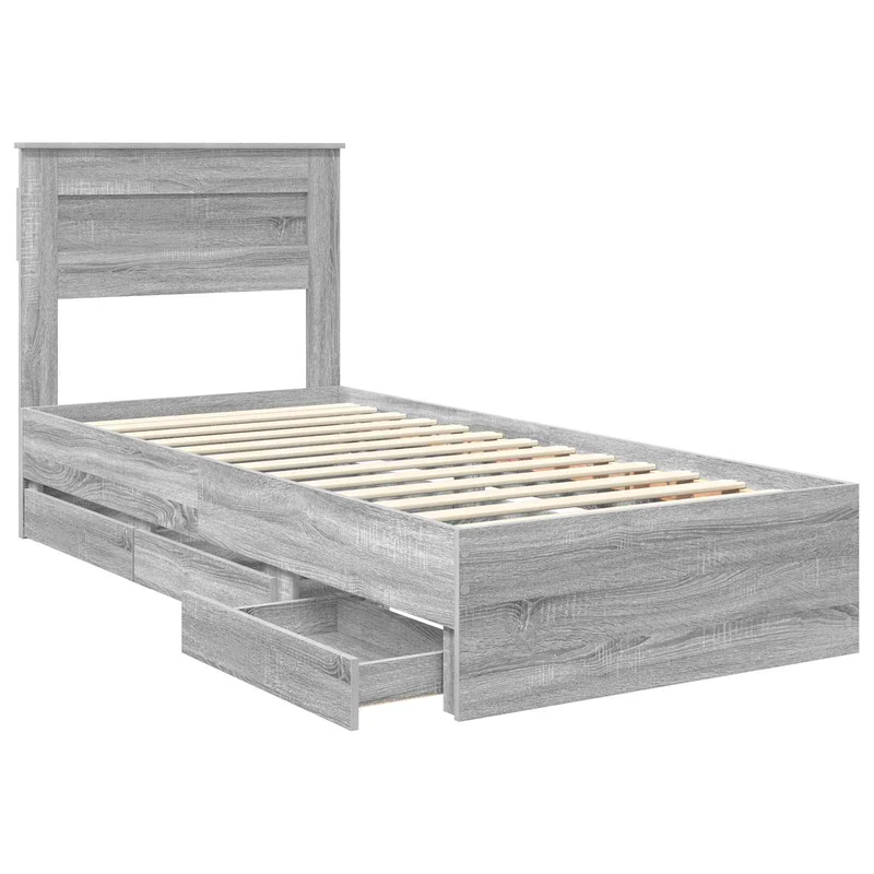 Bed Frame Grey Sonoma 90 x 190 cm Engineer Wood