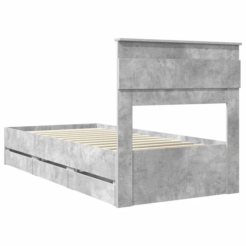 Bed Frame with Drawer Concrete Grey 90 x 200 cm Engineer Wood