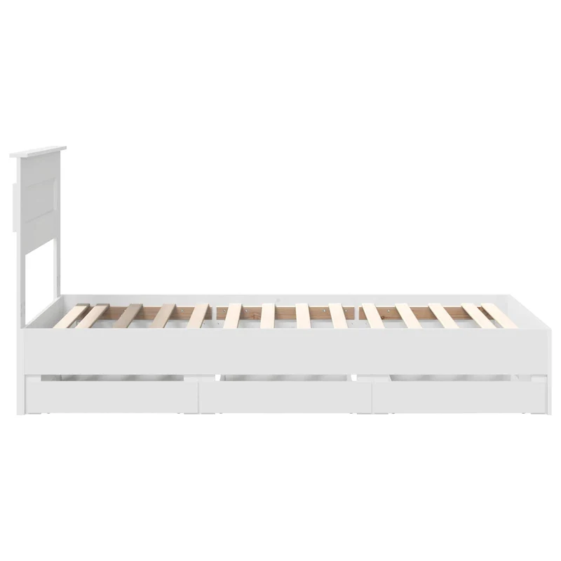 Bed Frame with Drawer White 75 x 190 cm Engineer Wood