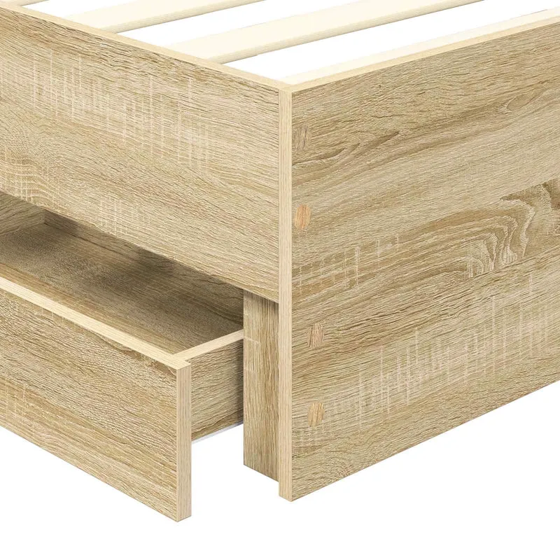 Bed Frame with Drawer Sonoma Oak 75 x 190 cm Engineer Wood