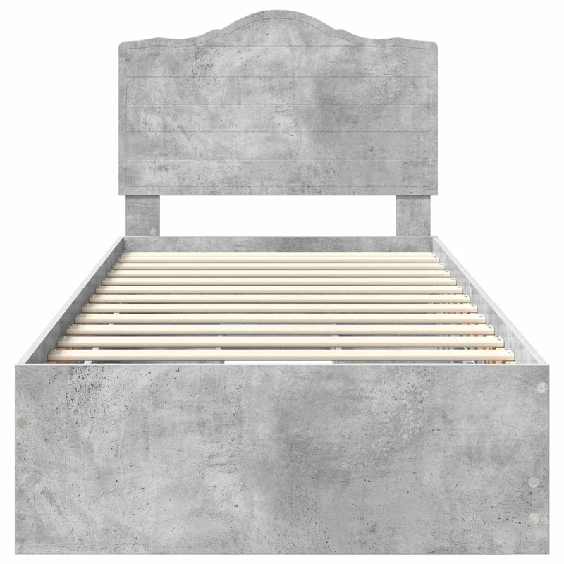 Bed Frame with Drawer Concrete Grey 90 x 190 cm Engineer Wood